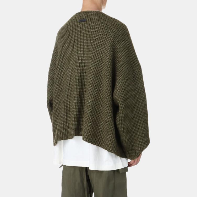 Fear of God Essentials Heavy Waffle Cardigan Military Men Tops Green 192BT246205F