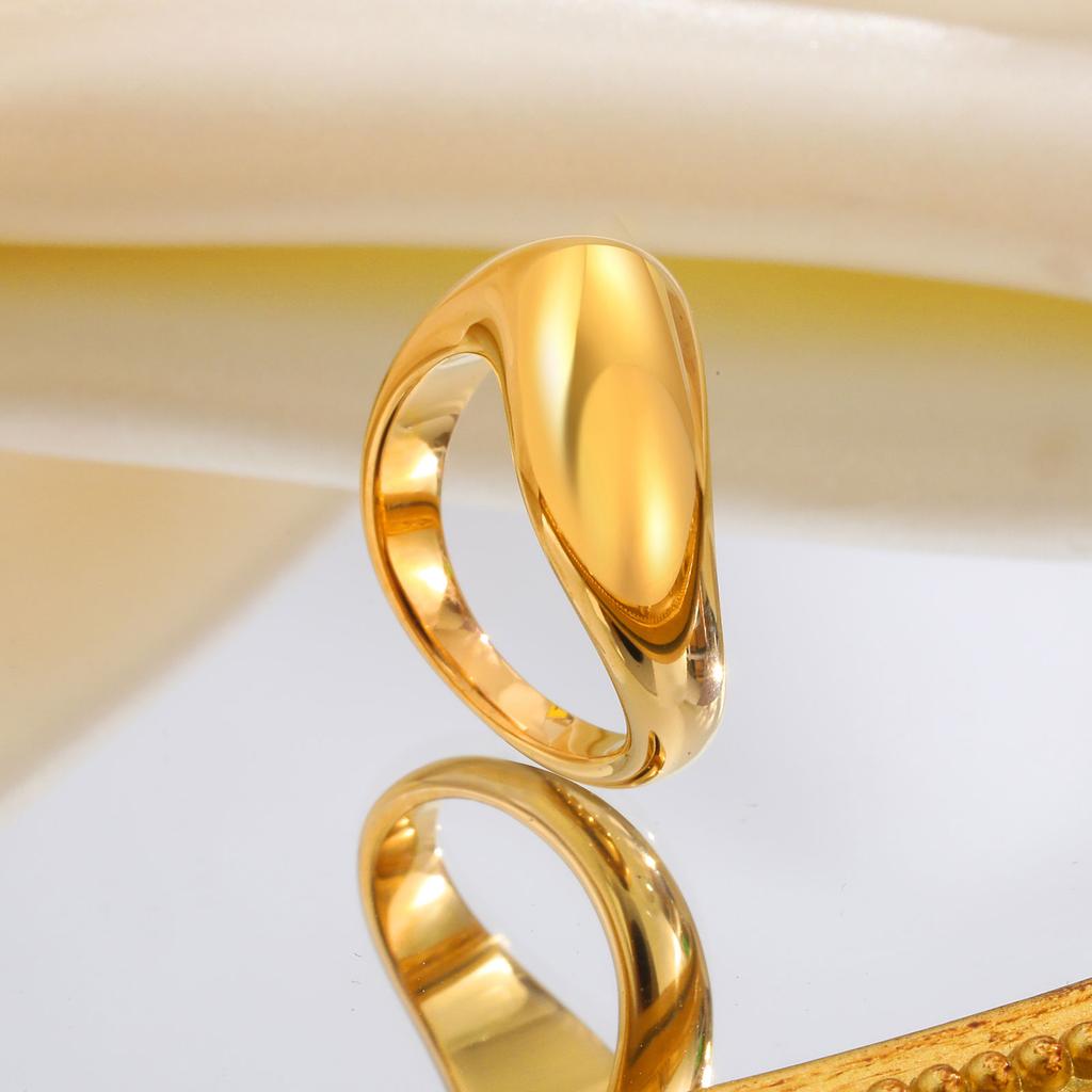 Minimalist Smooth Irregular Geometric Ring for Women,Gold Color Stainless Steel Rings,Vintage Jewelry Gift