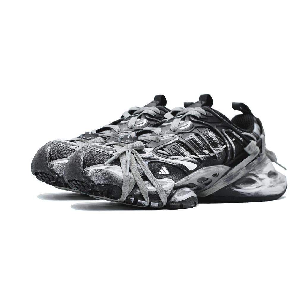 adidas XLG RUNNER DELUXE Resistentes a la abrasión Transpirables Caña baja Zapatillas de Running Unisex Negro Gris IH0070(Equipo 140-)