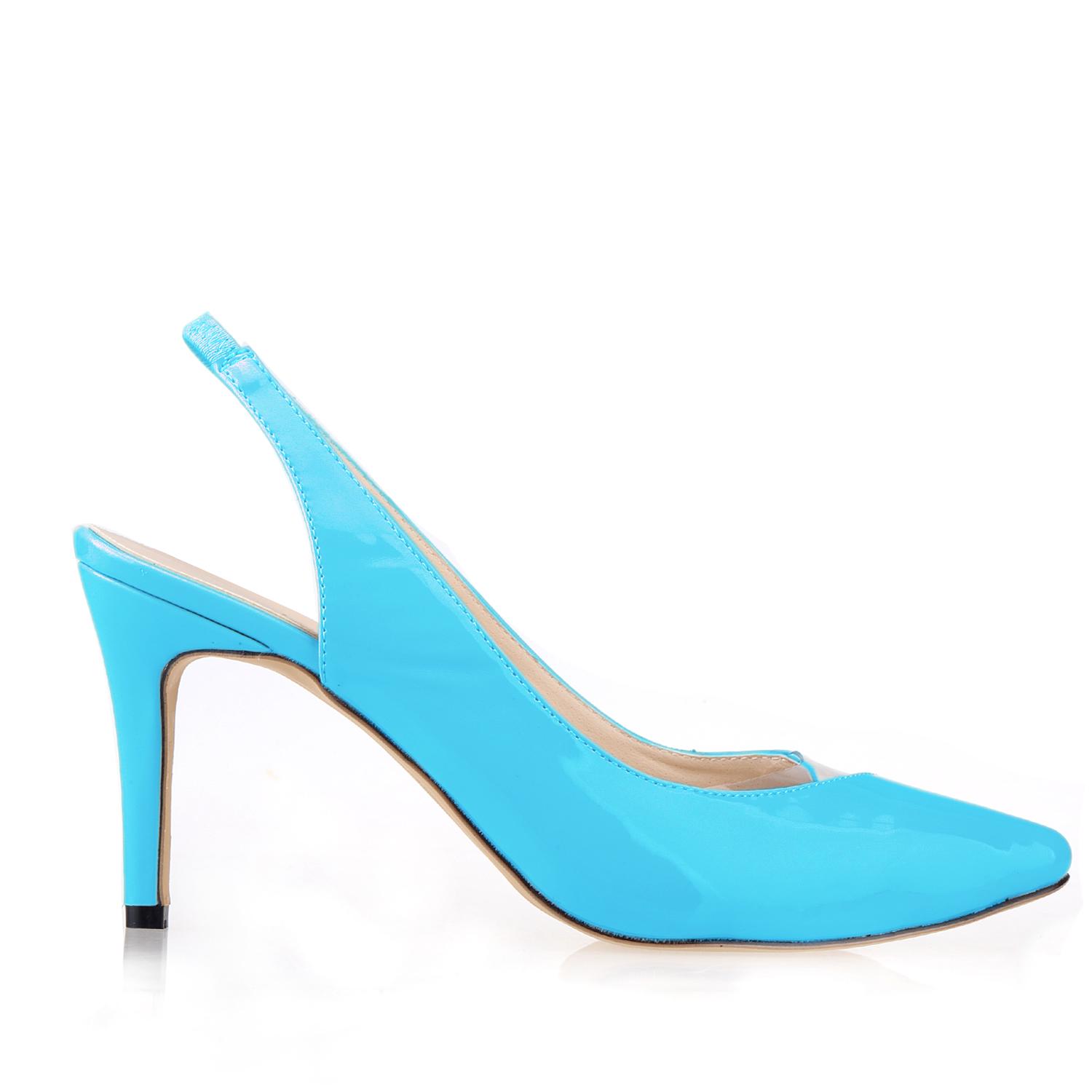 

Женские открытые туфли на каблуке, из искусственной лакированной кожи 10 синий