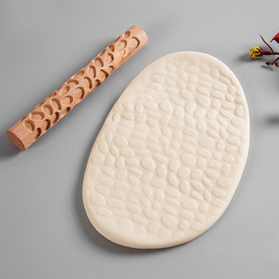 

1PC Solid Wood Clay Clay Tools - Wooden Rolling Pin, Clay Press Stick, Printing Stick, Large Area Embossing Mold