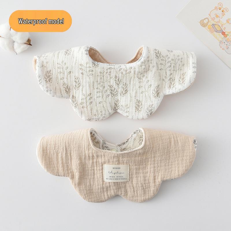 Dwustronny, wodoodporny śliniaczek dla niemowląt w stylu koreańskim z płatkami, wykonany w 100% z gazy bawełnianej