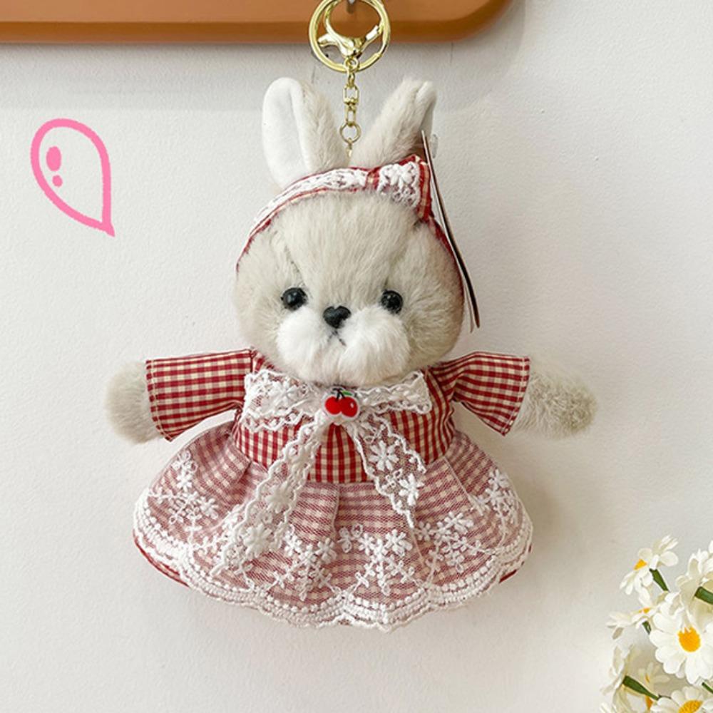 Rabbit Family Bunny Keychain with Clothes Plush Rabbit Key Ring  Car Key Chain