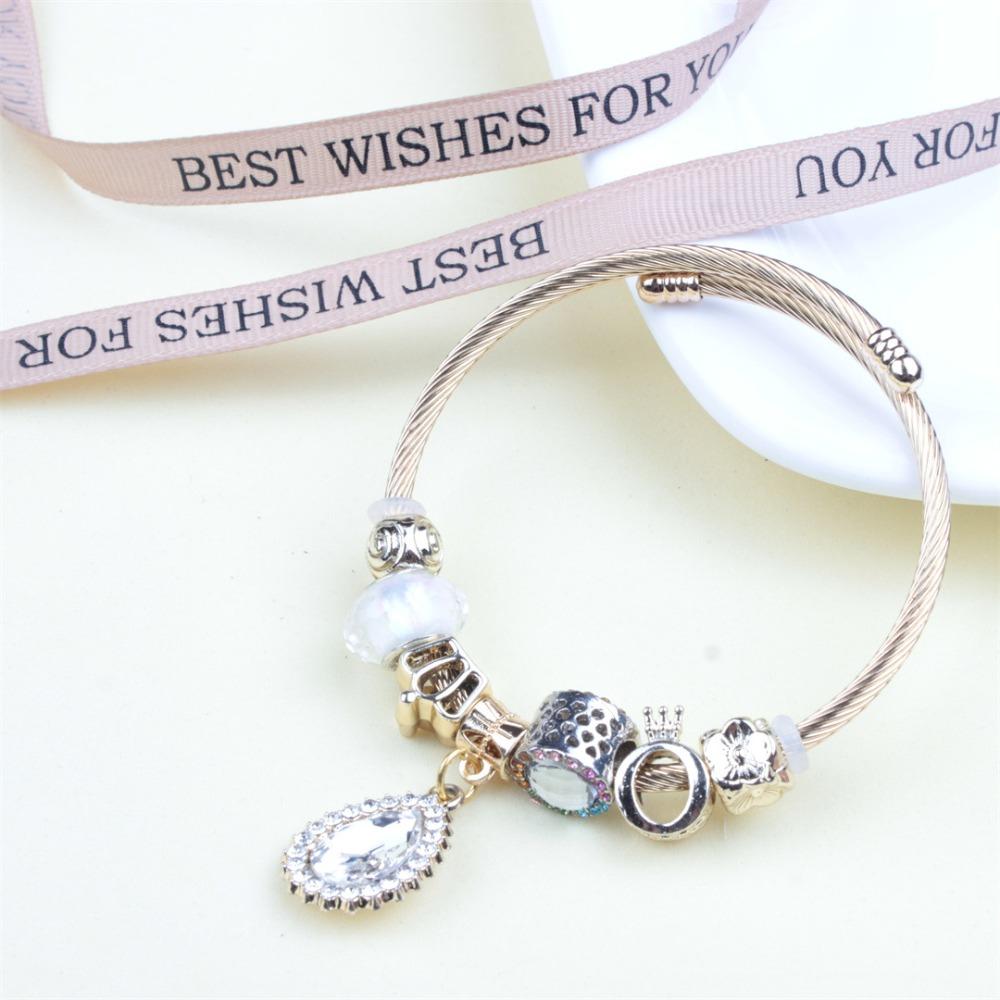 Beaded Bracelet Bangle Multi Element Stainless Steel Copper Alloy Open Spring Snake Bone Chain