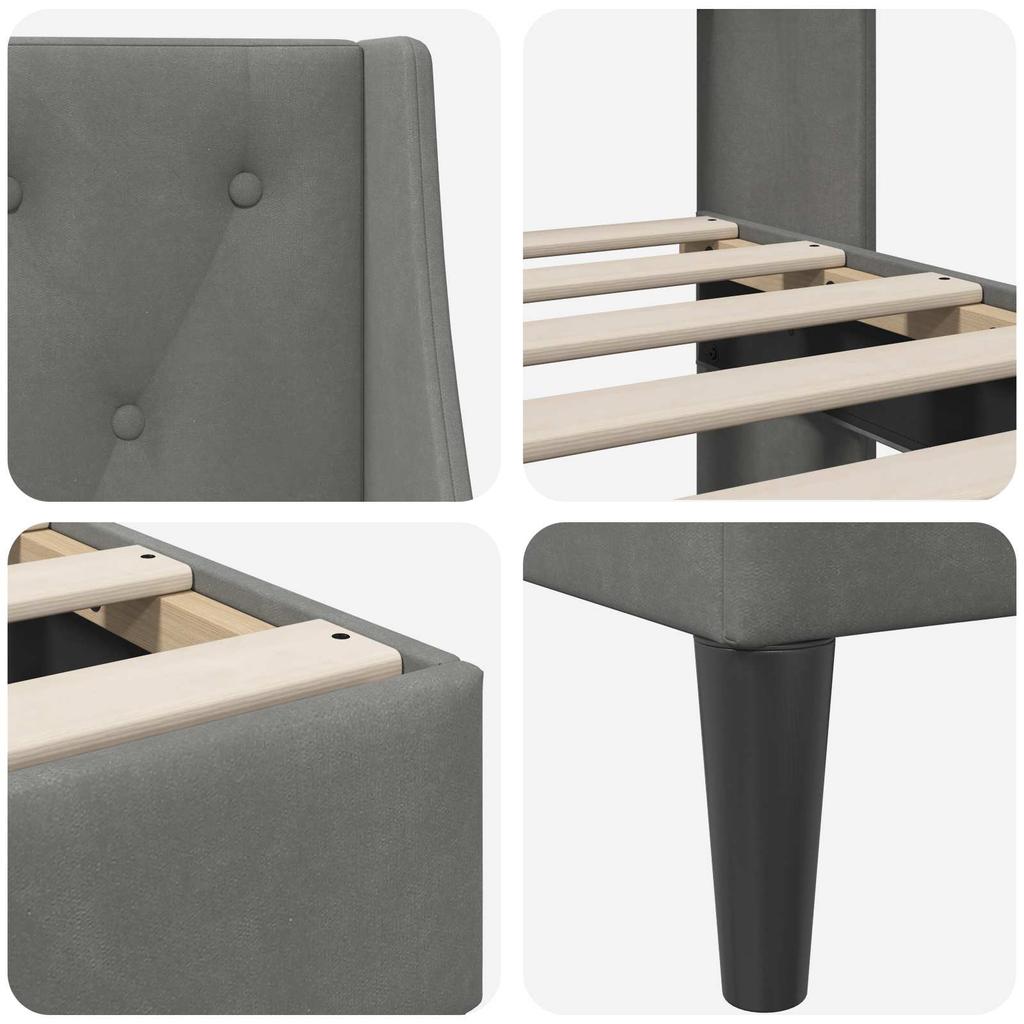 Bed Frame with Headboard Dark Grey Velvet