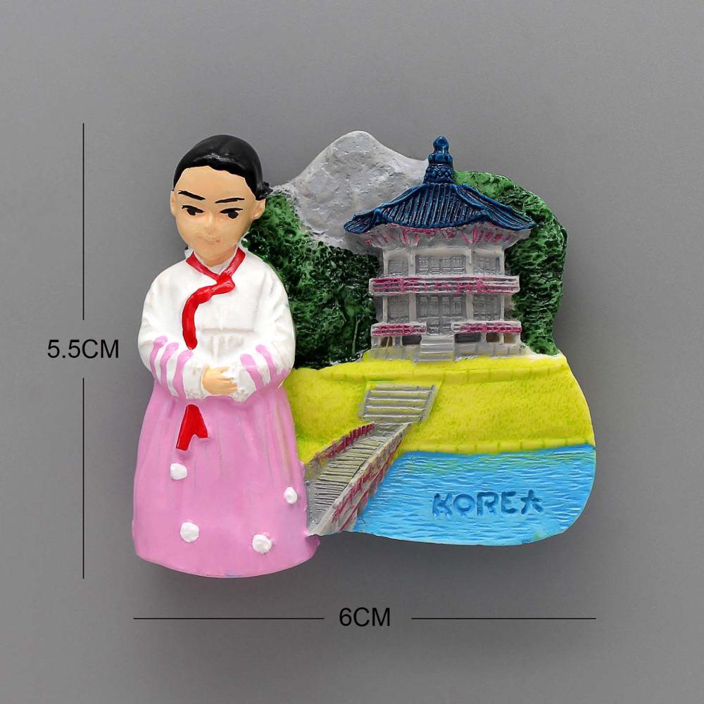 Fridge Magnets South Korean Tourist Souvenir Magnetic Refrigerator Girl Bahamas Beach Boy Indian Taj Mahal Home Decoration Gift