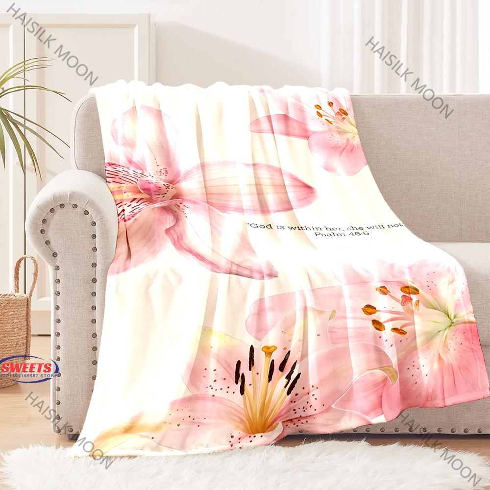 6 Size Christian Bible Psalm Flannel Art Blanket Sofa Bed Cover Four Season Soft Fluffy Quilt Blanket Flannel Throw Warm Gifts