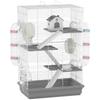 Hamster Cage With Tunnel Platforms Bowl Drinker House Ramps And Exercise Wheel 47x30x70 Cm Gray