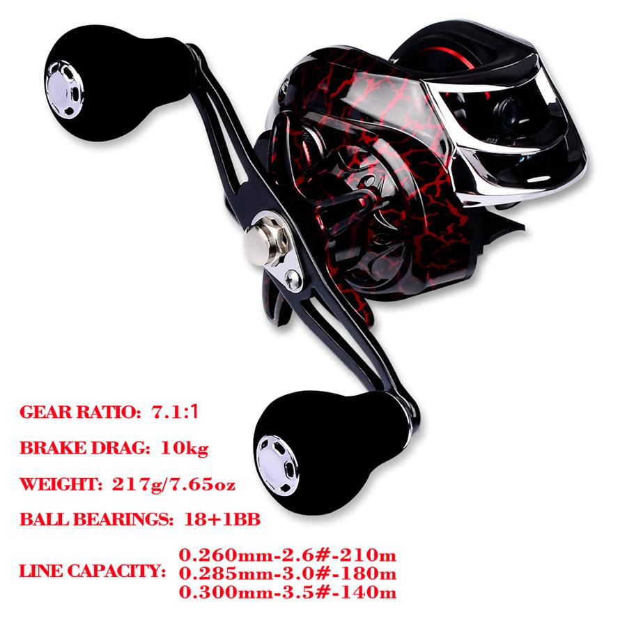 Fishing Baitcasting Reel 18+1BB 7.1:1 Gear Ratio Salt/Freshwater Right Hand