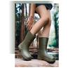 Mid Calf Rain Boots Seamless Waterproof PVC Rubber Wellies Anti Slip Thick Sole Outdoor Garden Work Rain Shoes