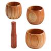 1 Set Garlic Mortar Eco-friendly High Durability Wood Manual Garlic Press Crusher Mortar Set for Home