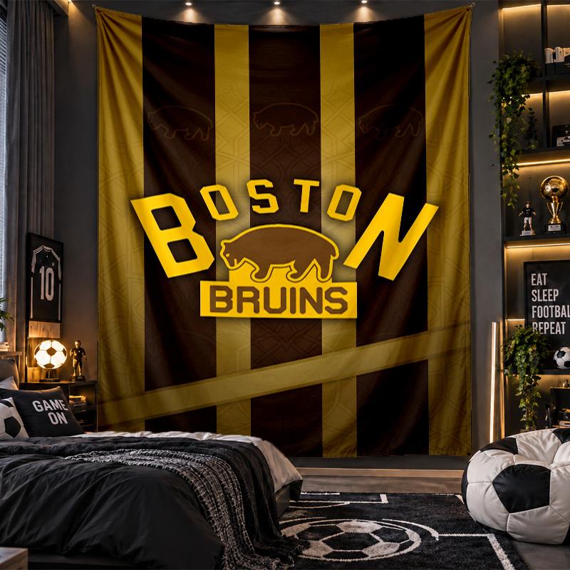 Wall Hanging Tapestry Boston Bruins Print Cloth for Living Room Bedroom Home Decor