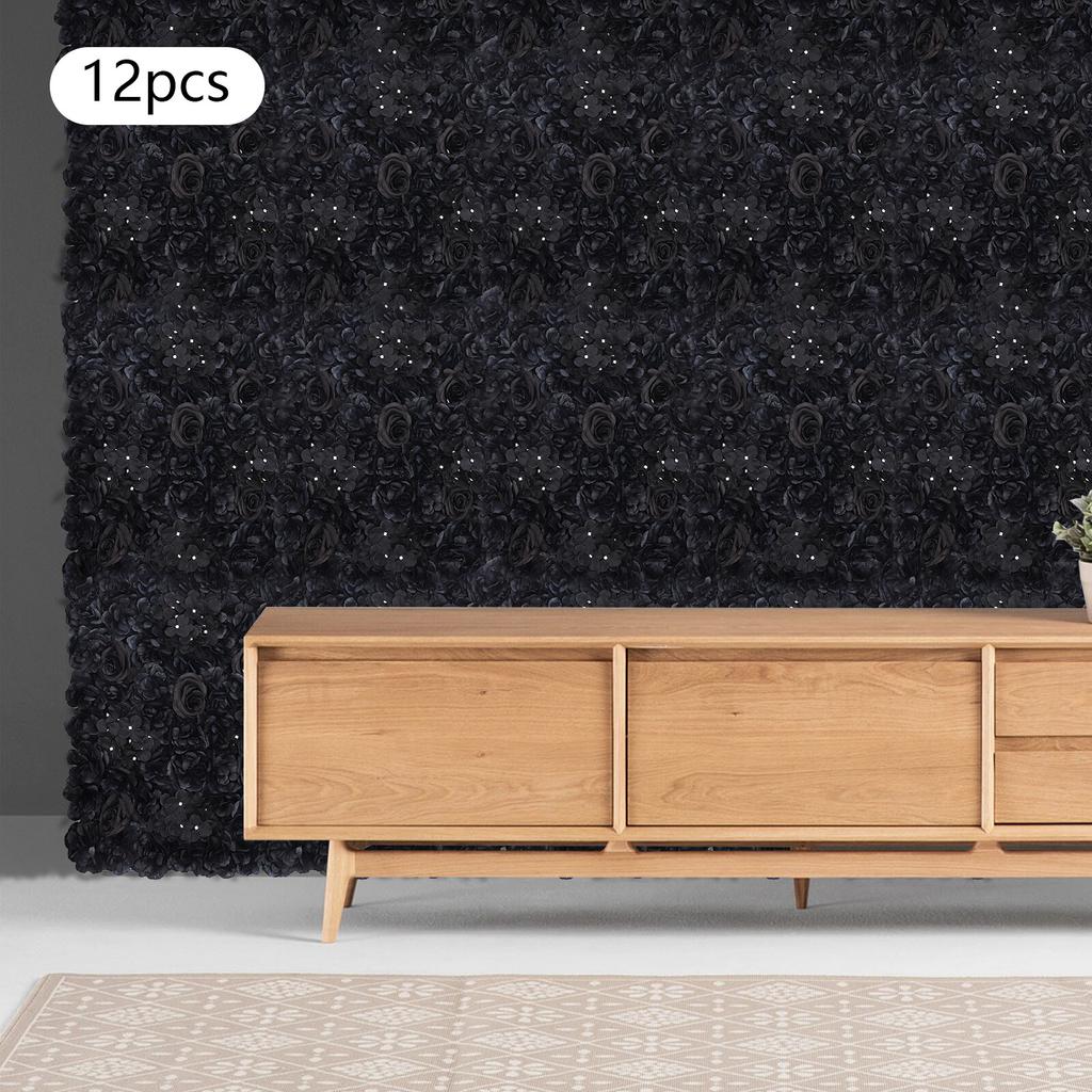 12 Pcs Artificial Flower Wall Panel, Hanging Garden Decor with Hydrangea Dahlia Rose, 23.6x15.7in Silk Free Vertical Greenery