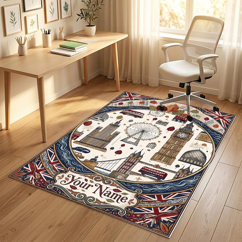 Lions Majesty Theme Soft Crystal Velvet Rug Custom Name & Text Print Non Slip Floor Rug for Bedroom Living Room