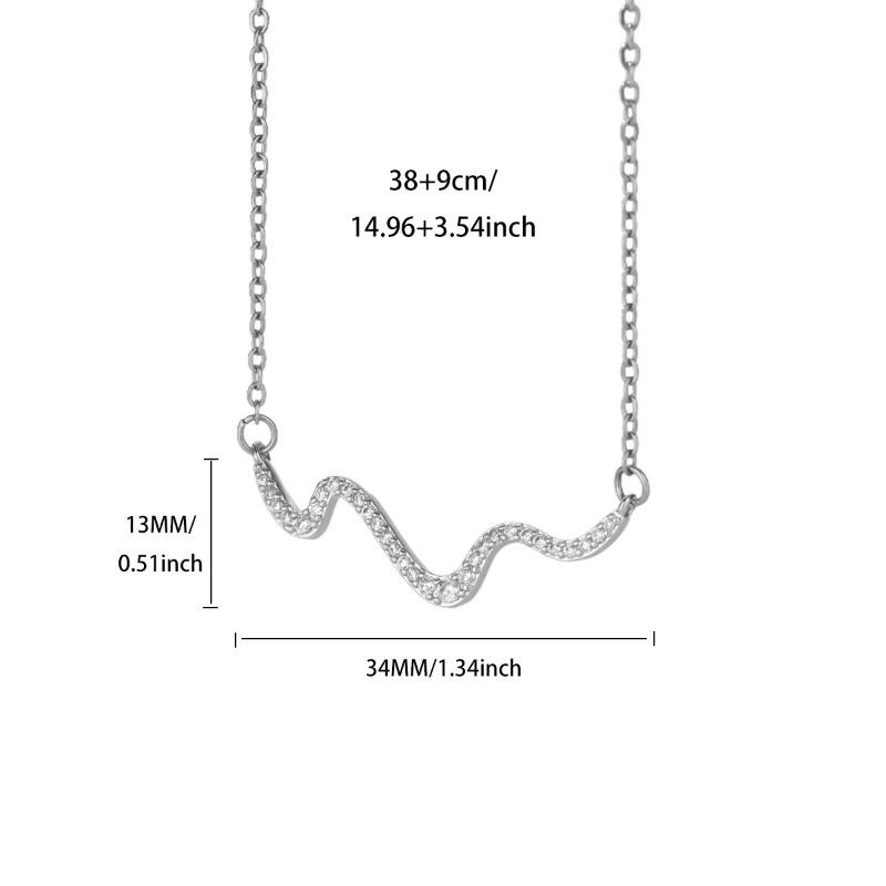 Niche design wave necklace women's light luxury zircon collarbone chain neck chain new corrugated pendant
