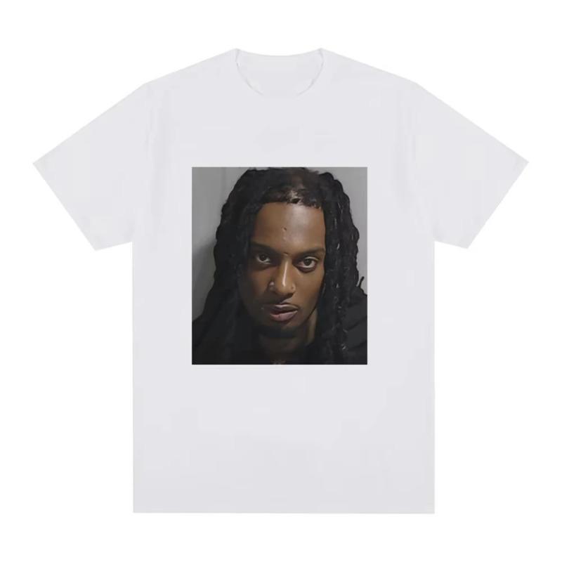 Męska koszulka z grafiką Playboi Carti Mugshot Moda Vintage Hip Hop Koszulki Bawełniana Krótki Rękaw Luźna Koszulka