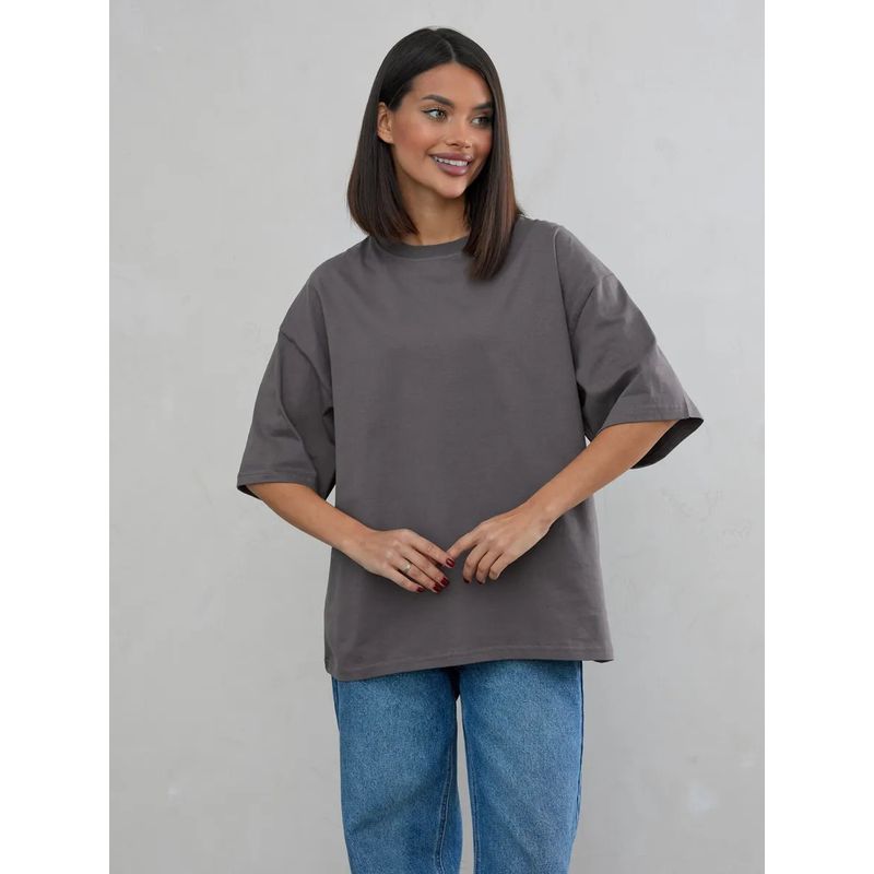 Western Style Fashion Casual Loose Solid Cotton T-shirt Top Solid Color Loose T-shirt Top