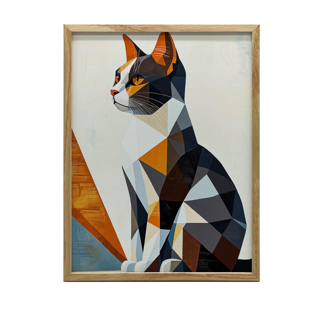 Geometry of a Cat In a Modern Landscape Geometry of a Cat In a Modern Landscape, 70X100 Cm, Unframed, Premium Canvas On Stretcher