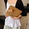 Handmade Straw Beach Shoulder Crossbody Bag Girls Envelope Woven Summer Small Hair Ball Cluth