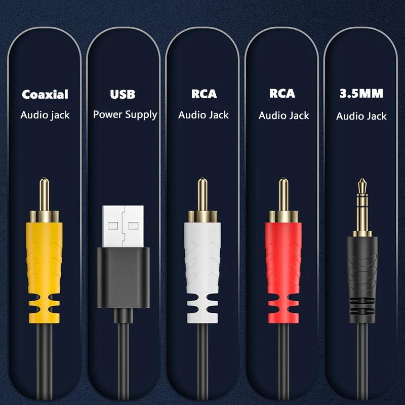 VAORLO Digital To Analog 3.5mm Audio Coaxial Converter Fot TV Headphone PS4 Spdif To RCA Audio Decoder USB Power Supply