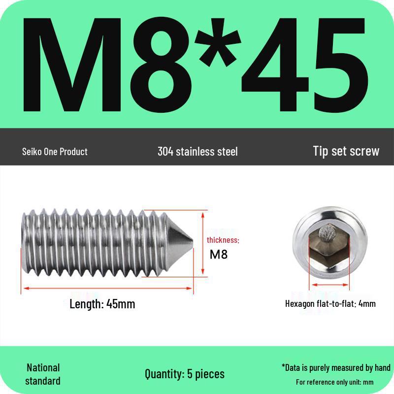 304 Stainless Steel Internal Hex Set Screw | Headless Grub Screw M2-M16