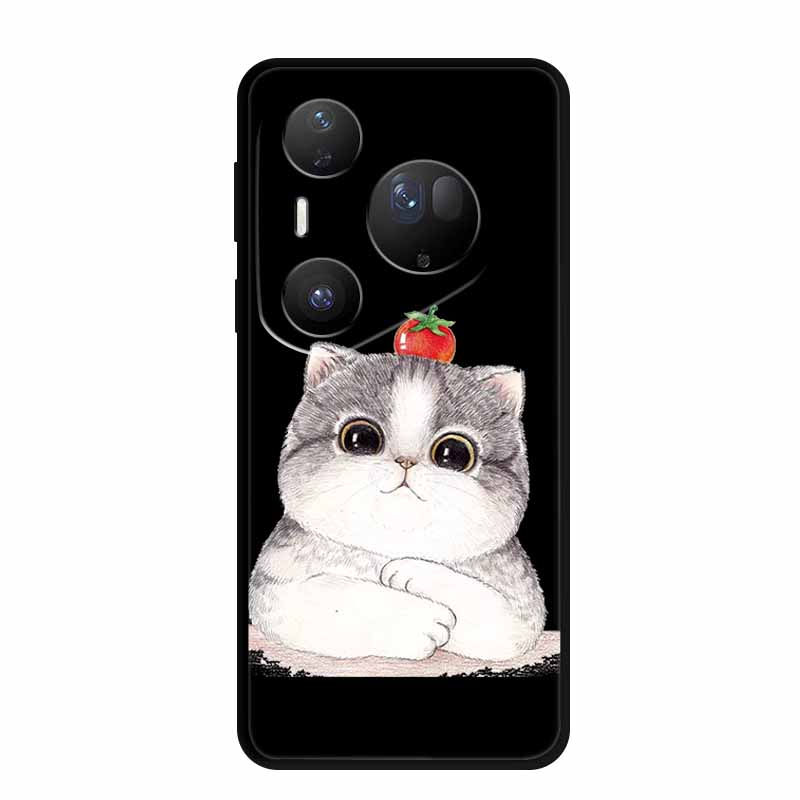 For Huawei Pura 80 Ultra 5G Case Coque Cartoon Cat Painted Black Silicone Soft Back Cover For Huawei Pura 80 Ultra Cases Shells
