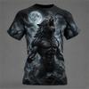 Men's Summer Halloween Cool and Spooky Werewolf Print Short-Sleeve T-Shirt Fashionable Trendy Streetwear Short-Sleeve T-Shirt