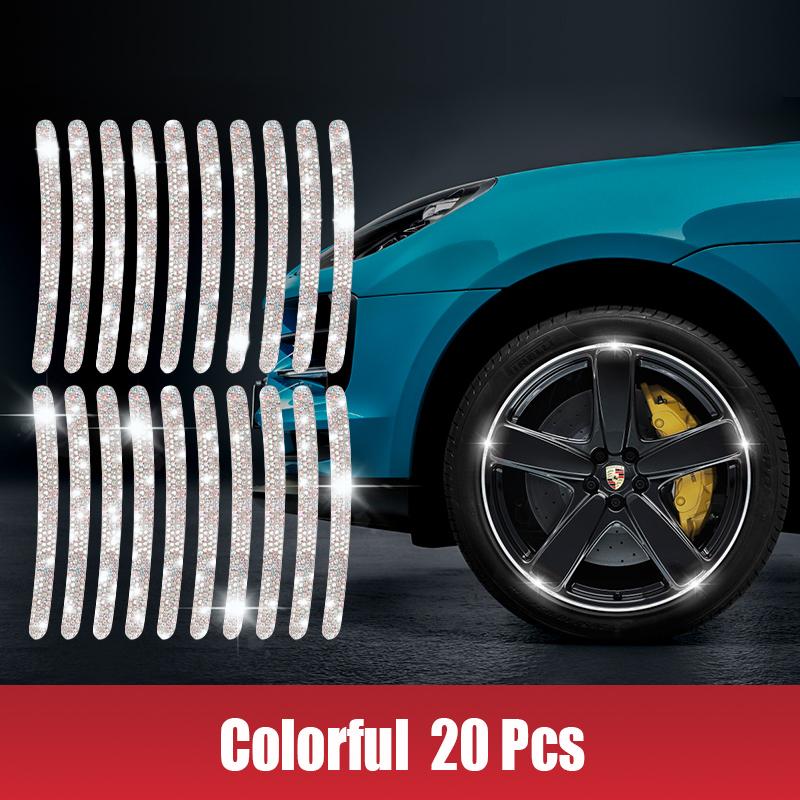 

20Pcs/set Rhinestone Car Motorcycle Wheel Reflective Stickers Vehicle Safety Driving Warning Decals Car Decor Auto Accessories