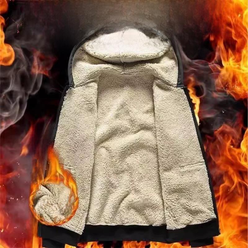 Autumn Winter Thiened Lamb Velvet Zipper Cardigan Sweatirt Men's Warm Loose Hooded Jaet Workwear Casual Loose Fit
