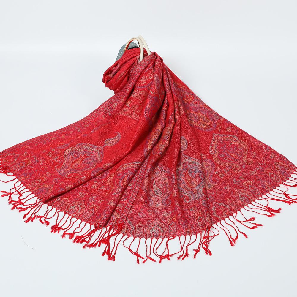 Jacquard cashew fringed shawl new autumn and winter women's headscarf floral extended scarf