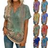 Stylish Women's Casual V,neck Short,sleeved Retro Floral Print T,shirt
