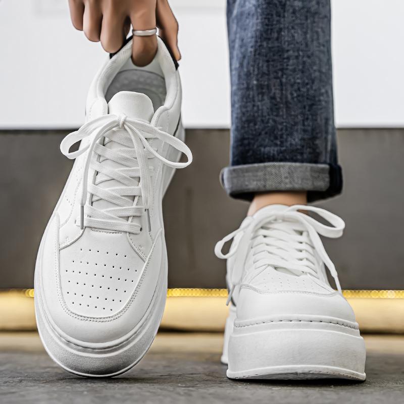 Sneaker Casual Men Designer White Board Shoes Fashion Microfiber Leather Breathable Height Increased Flat Platform Running Shoes