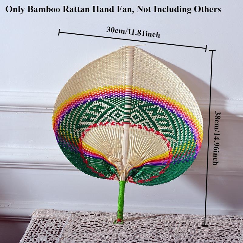 1PC Pure Handmade Peach Shaped Bamboo Woven Fan/ Bamboo Rattan Hand Fan Summer Cooling Supplies Hand Cranked Fan /mini Fan/