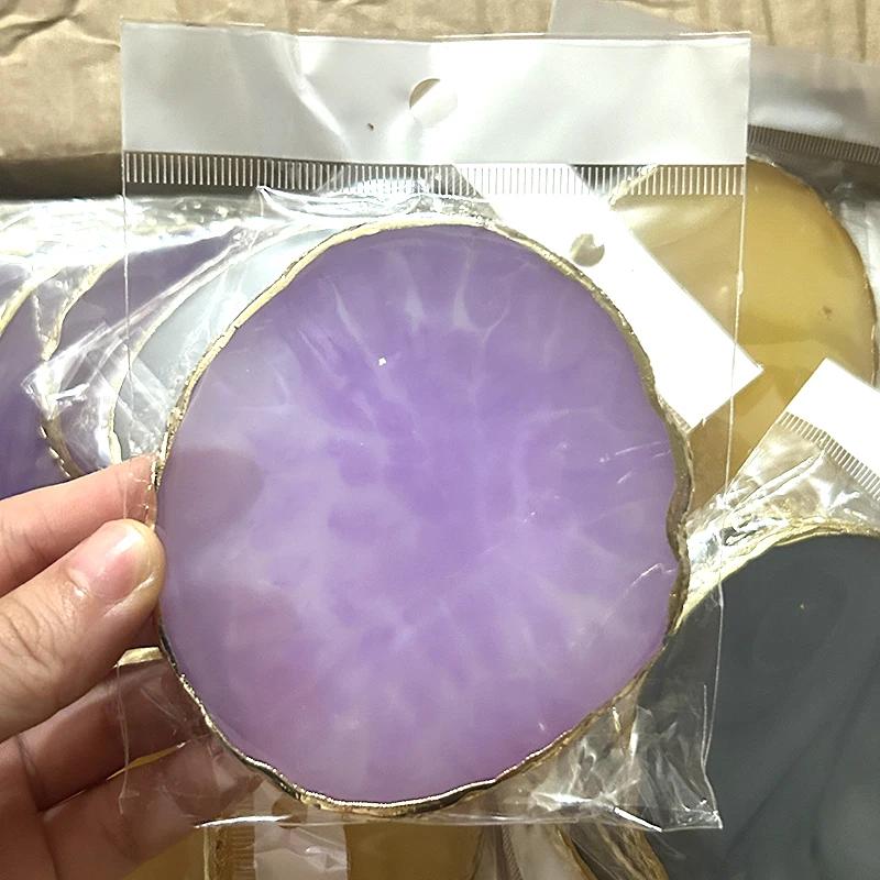 1PC Runde Harz Achat Stein Nail art Palette Falsche Nagel Tipps Mischen Farbe Zeichnung Palette Gel Polnisch Display Regal maniküre Werkzeug