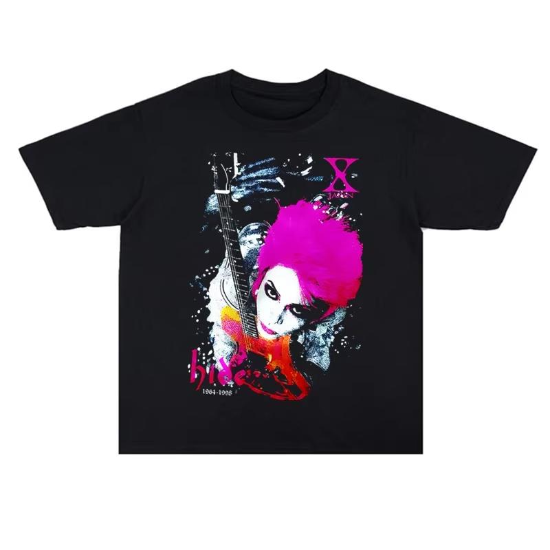 

American Rock Print T-shirt Retro Loose Short-sleeved High-quality Pure Cotton Top Versatile Base Layer Round Neck Casual 4XL