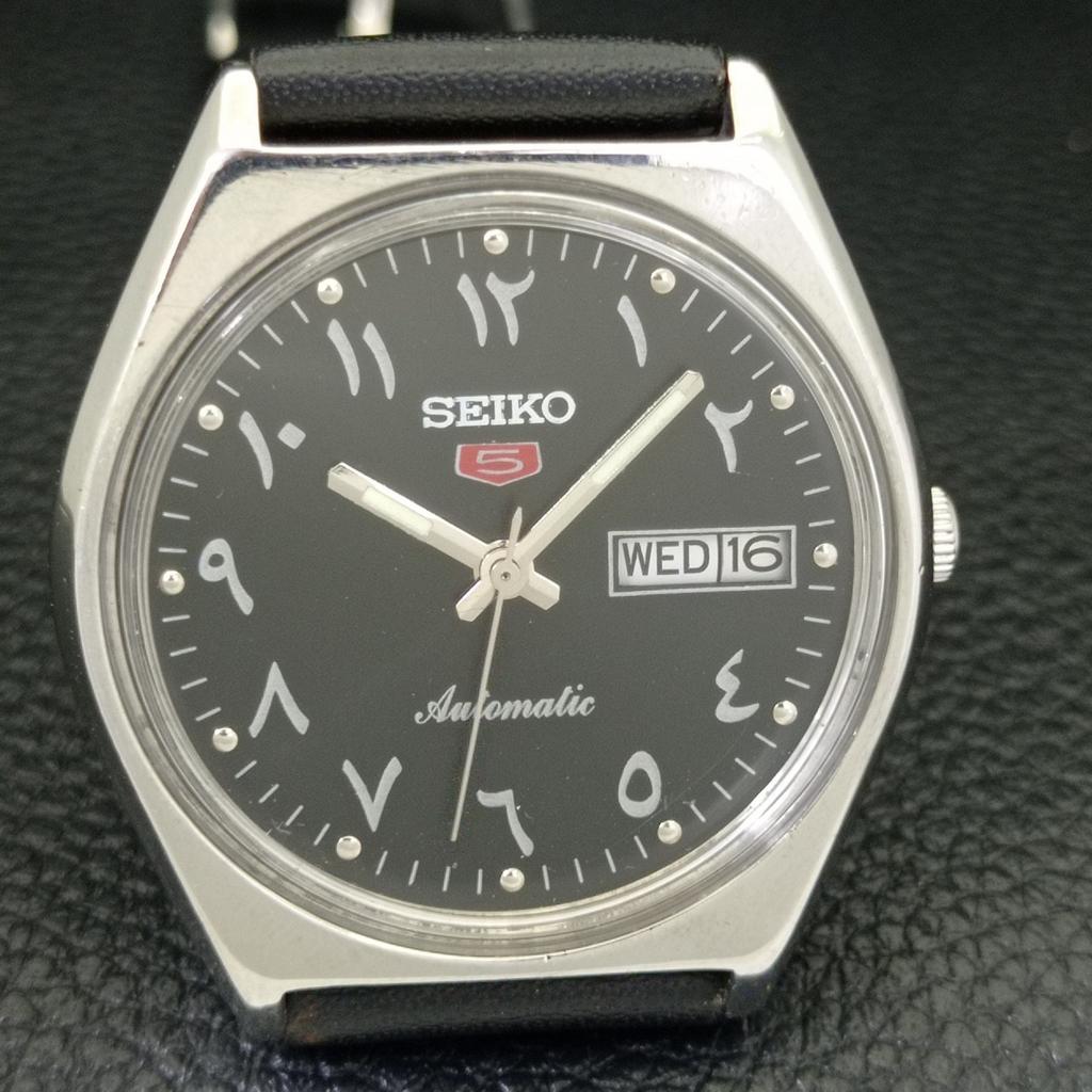 SEIKO 5 AUTOMATIC VINTAGE 6309A JAPAN MENS ARABIC BLACK DIAL WATCH a702656-1