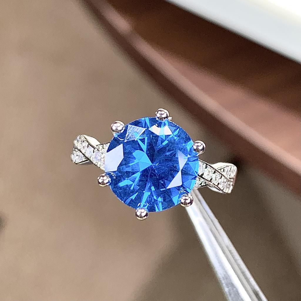 The source is simple, the wind is cultivated, the gemstone is 10mm alive, the adjustable ring is light luxury and high-end jewelry.