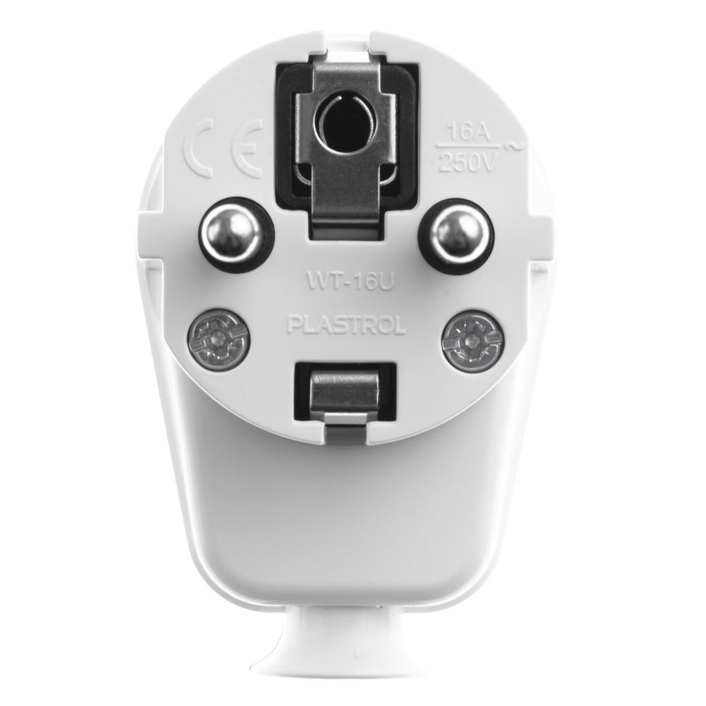 White Uni-Schuko Angled Plug with Earthing