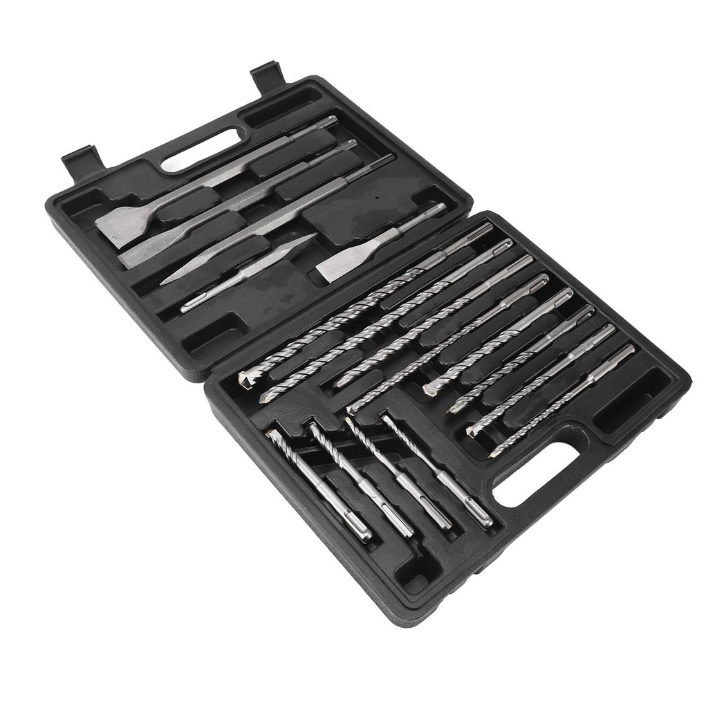 17Pcs Hammer Drill Chisel Bit Combination Set Electric Rotary Hammer Parts for Concrete Tile with