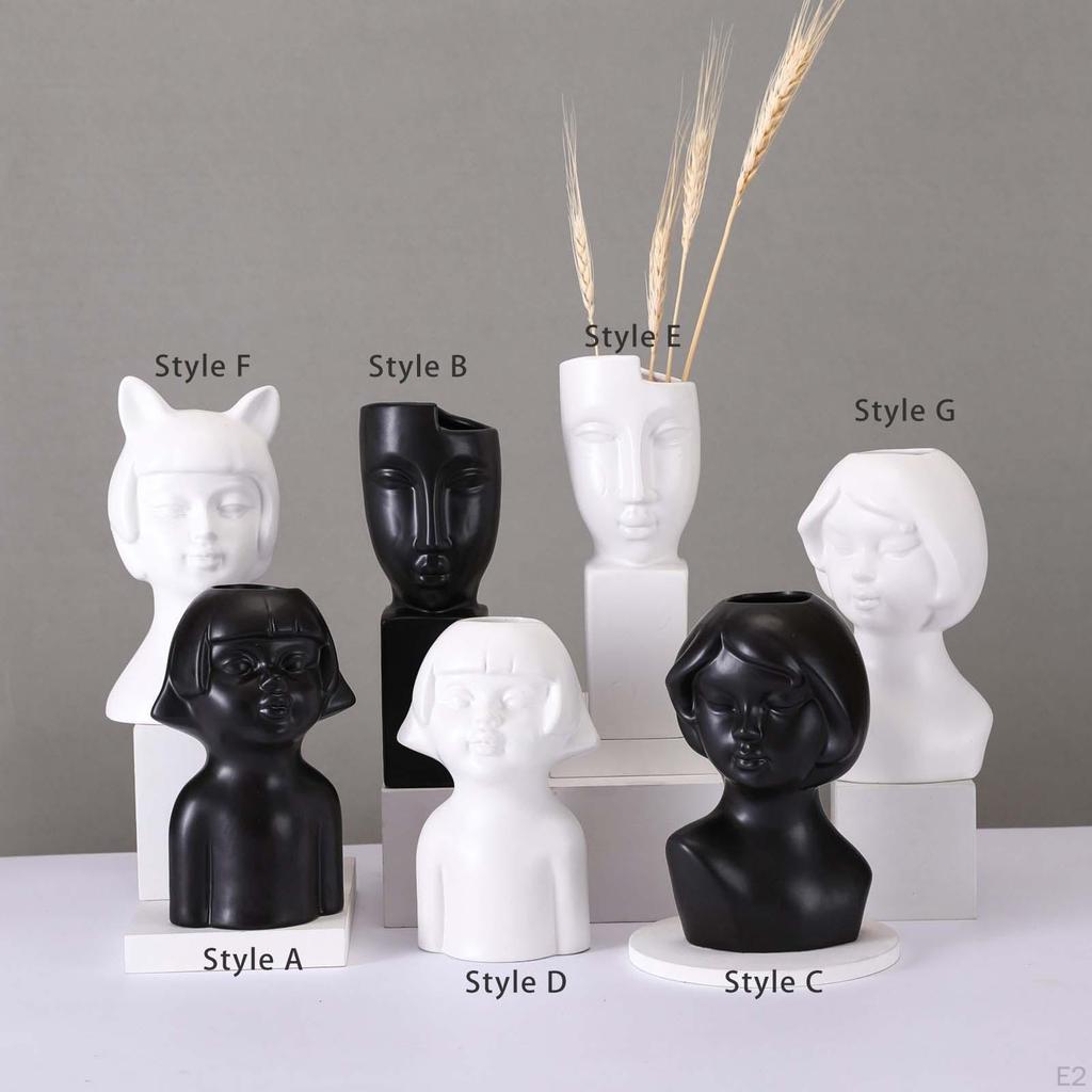Ceramic Face Vase, Flower Vase for Decor, Modern Decorative Floral Centerpiece Table Shelf