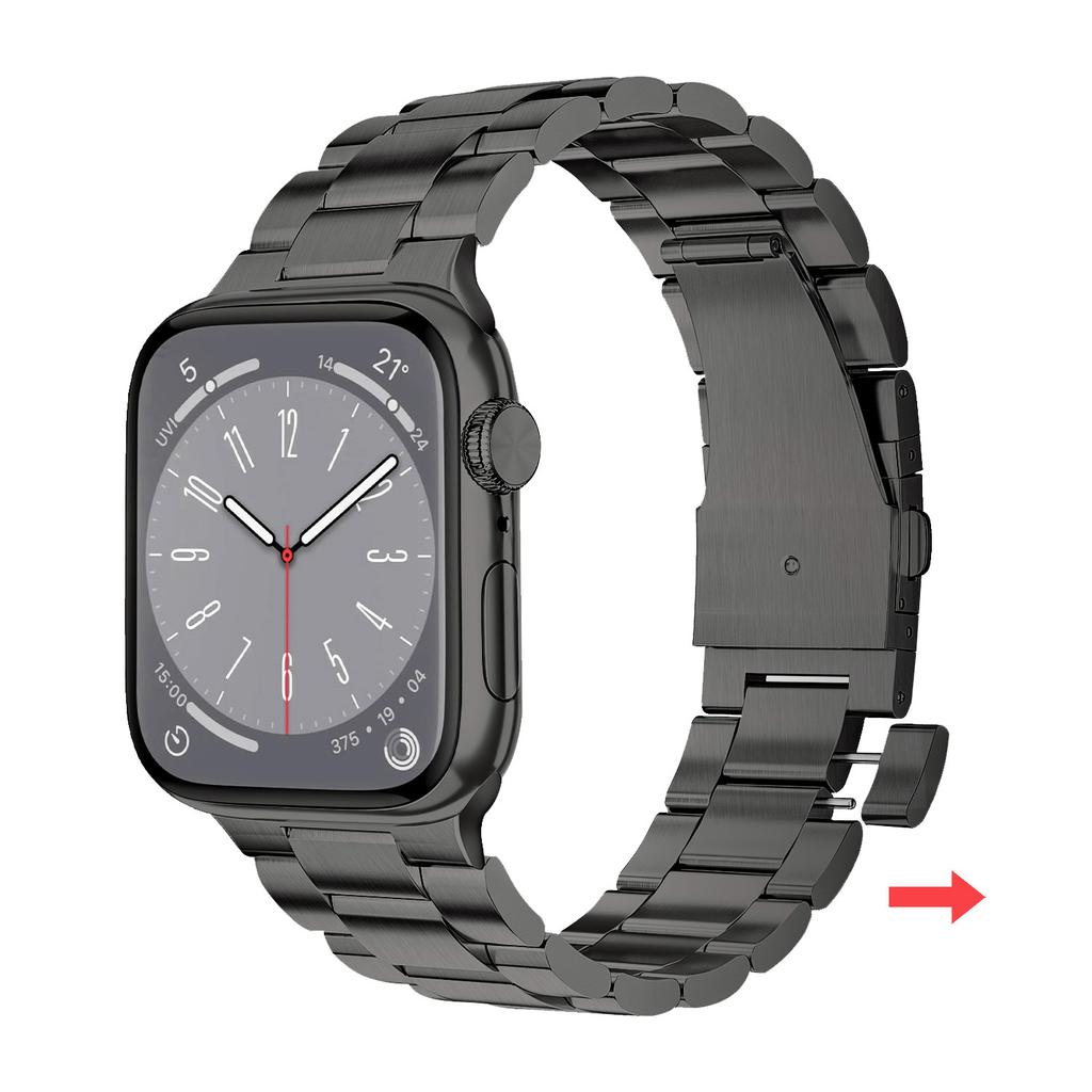 New for Apple Watch Band 49mm Quick-release Three-link Stainless Steel Band Smart Watch Luxury 44 45 46 42 38 40 41 42mm Strap