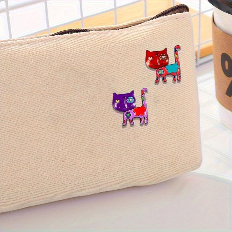 Colorful Cartoon Cat Enamel Brooch Pins Cute Fashion Painted Scarf Buckle Stylish Mixed-Color Cat Brooches for Women Daily Wear