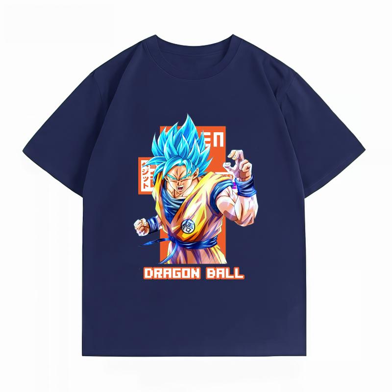 Unisexs Clothing New 100 Cotton Breathable Summer TShirt Dragon Ball Goku Blue Print Casual Streetwear Unisexs Tops