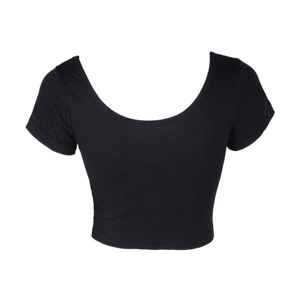 Basic Short Sleeve Crop T-Shirt, Form-Fitting Casual Tee for Women