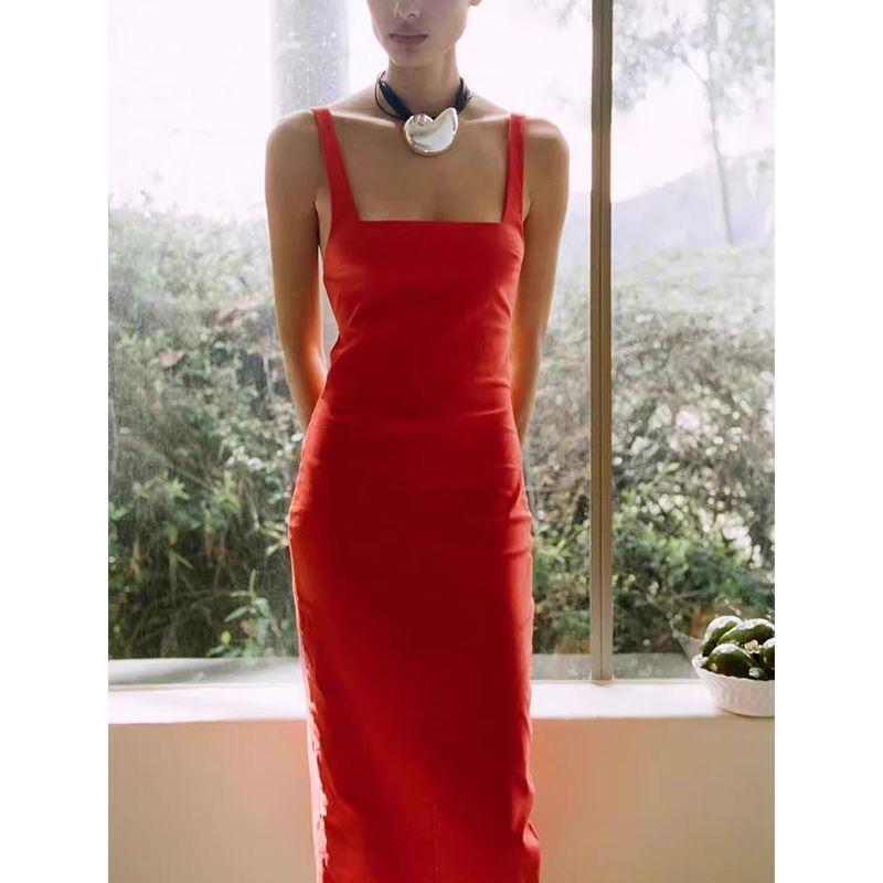 Spring and Summer New Women's Clothing Pure Desire Wind Backless High Waist Mid Length Long Length Sling Midi Skirt Dress 3118369