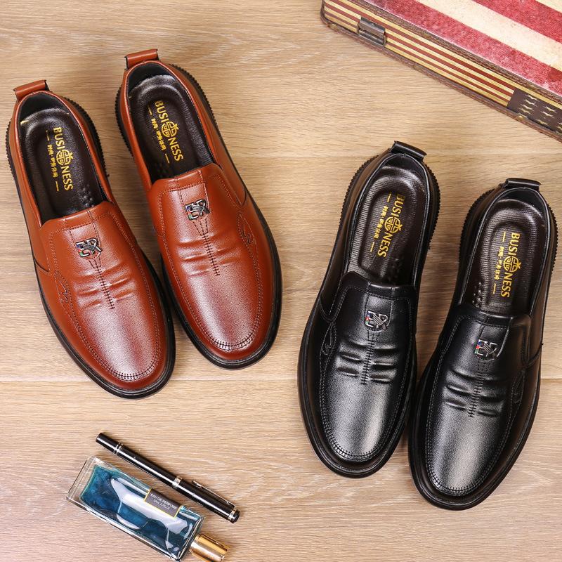 New Spring Men's Business Casual Shoes Formal Dress Breathable Leather Shoes Trendy Fashion All-match Tide Shoes Slip-on Men's Shoes
