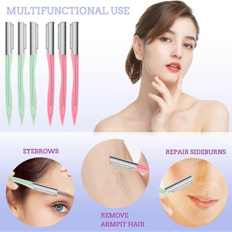 Augenbrauenrasierer für Frauen 6 Stück, Gesichtsrasierer für Männer mit Abdeckung, Haartrimmer Gesichtsrasierer