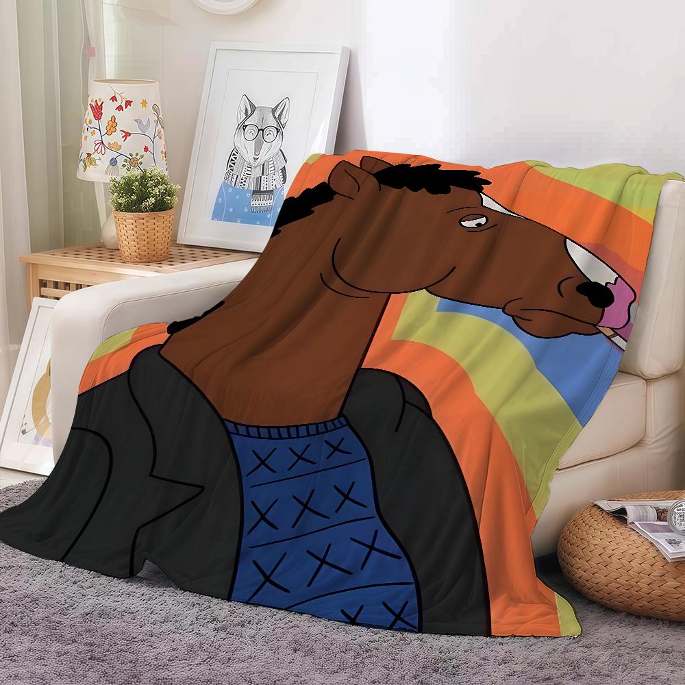 B-BoJack Мультфильм H-Лошадь Одеяло Теплое и Мягкое Подходит для Спальни Гостиной Дивана Кровати Офиса Путешествий Кемпинга 30x40in