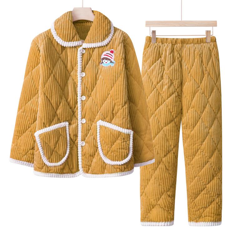 

Пижама для женщин среднего и пожилого возраста, бабушкина повседневная домашняя одежда, мамина коралловый велюр, осенне-зимний теплый костюм от холода 3XL