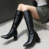 Herbst- und Wintermode High Heel Stiefel - Große Größe Lackierte Europäische und Amerikanische Over-the-Knee Damenstiefel